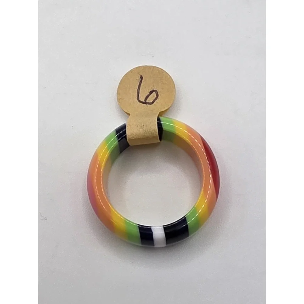 Multi-colored Rainbow Acrylic Ring Size 6